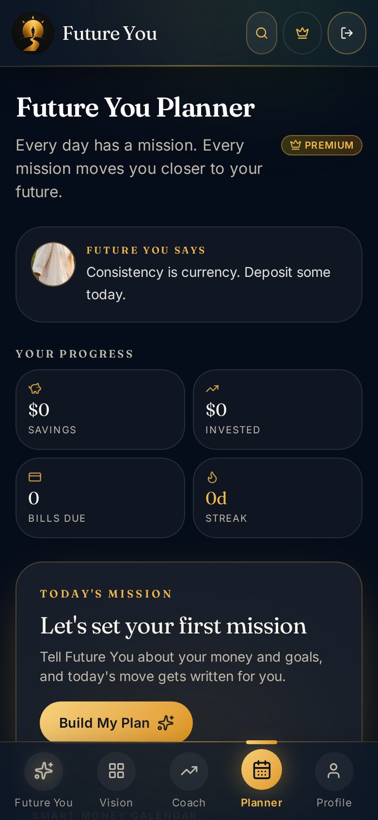The planner calendar screen.